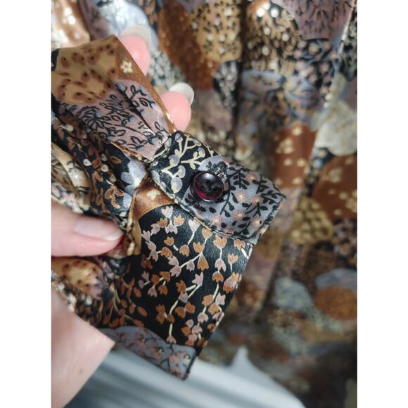 Vintage Eva Laurel Blouse Top Metallic Shoulder Pads Button Front Sz 10 - Picture 4 of 5